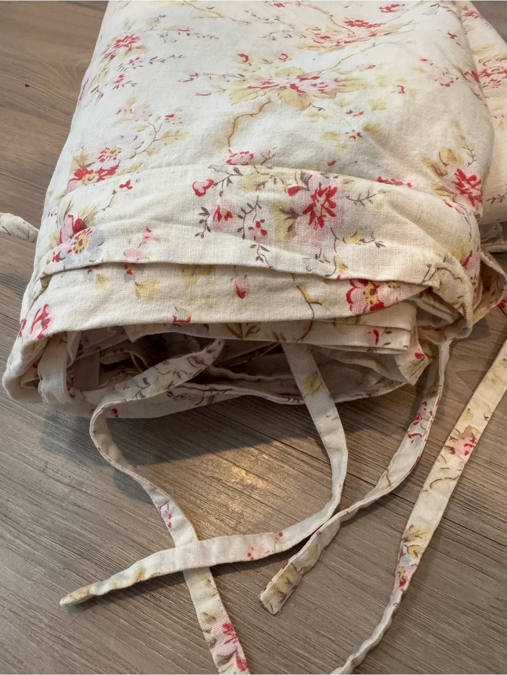 Vintage Pottery Barn King Beige and Pink Floral Duvet Set